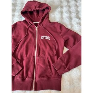 Brandy Melville John Gault Womens Burgundy Zip Up Womens‎ 100 Cotton Hoodie